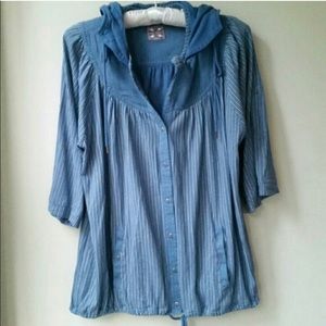 🥀Sale*Free People Blue top w/removable hood Small